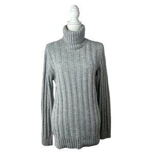 FRENCH CONNECTION Vintage Gray Wool Blend Turtleneck Ribbed Long Sleeve Sweater